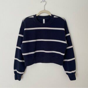 Lululemon Perfectly Oversized Cropped Crew Sweatshirt in Navy Stripe